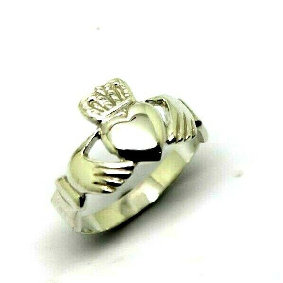 New Genuine Solid 9ct 9kt Heavy White Gold Extra Large Irish Claddagh Ring