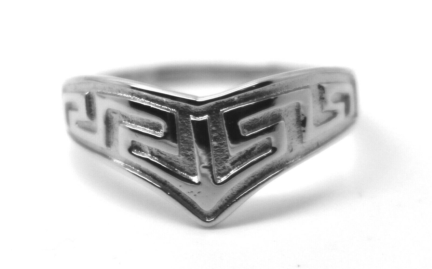 Genuine New Size Q Sterling Silver 925  Celtic Greek Key V Ring