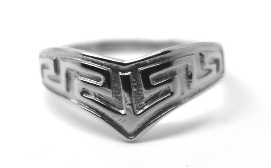 Genuine New Size Q Sterling Silver 925  Celtic Greek Key V Ring