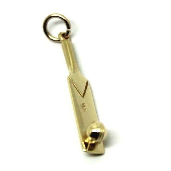 Kaedesigns Genuine 9ct Yellow, Rose Or White Gold Large Cricket Bat & Ball Pendant Charm