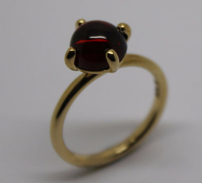 Size L 1/2 Genuine 9ct 9k Yellow, Rose or White Gold Cabochon Garnet Stacker Ring