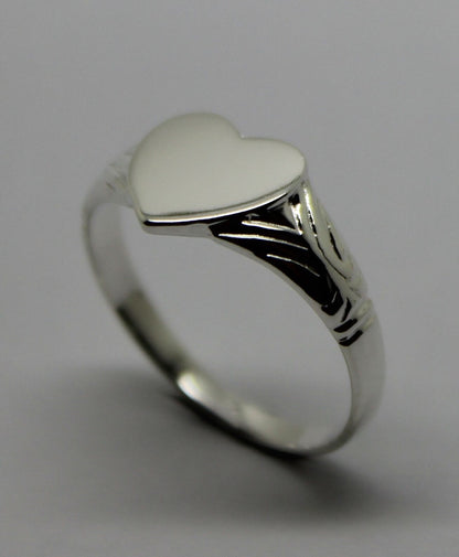 Kaedesigns Solid New Sterling Silver Heart Signet Ring Size H