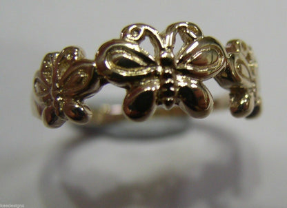 Genuine Solid 9ct White Or Rose Or Yellow Gold Butterfly Ring 282 Choose Size