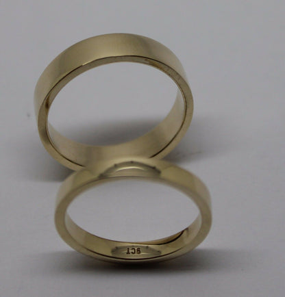 Genuine His & Hers Set Solid 9ct 9K Yellow Gold Flat Plain Wedding Bands Couple Rings