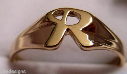 Genuine, Solid 9ct 9K Yellow Or Rose Or White Gold 375 Large Initial Ring R