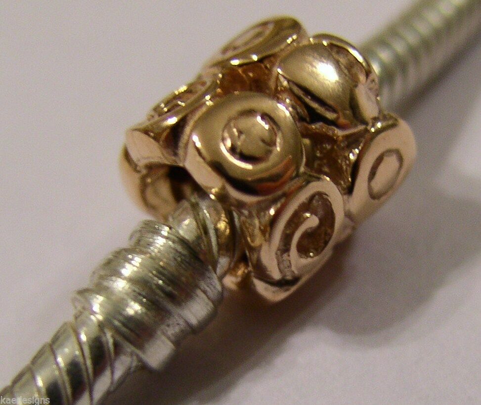 Kaedesigns, Genuine 9ct Yellow Or Rose Or White Gold Swirl Bead Charm