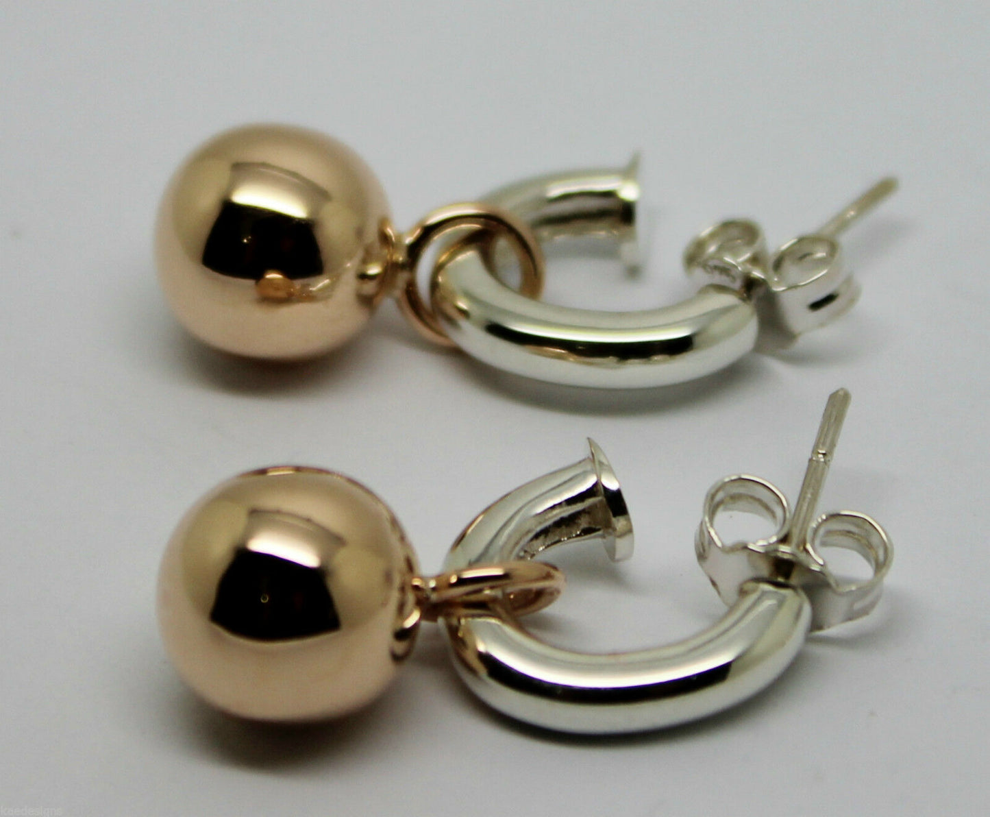 Kaedesigns New 10mm 9ct Rose Gold & Sterling Silver Ball Stud Earrings