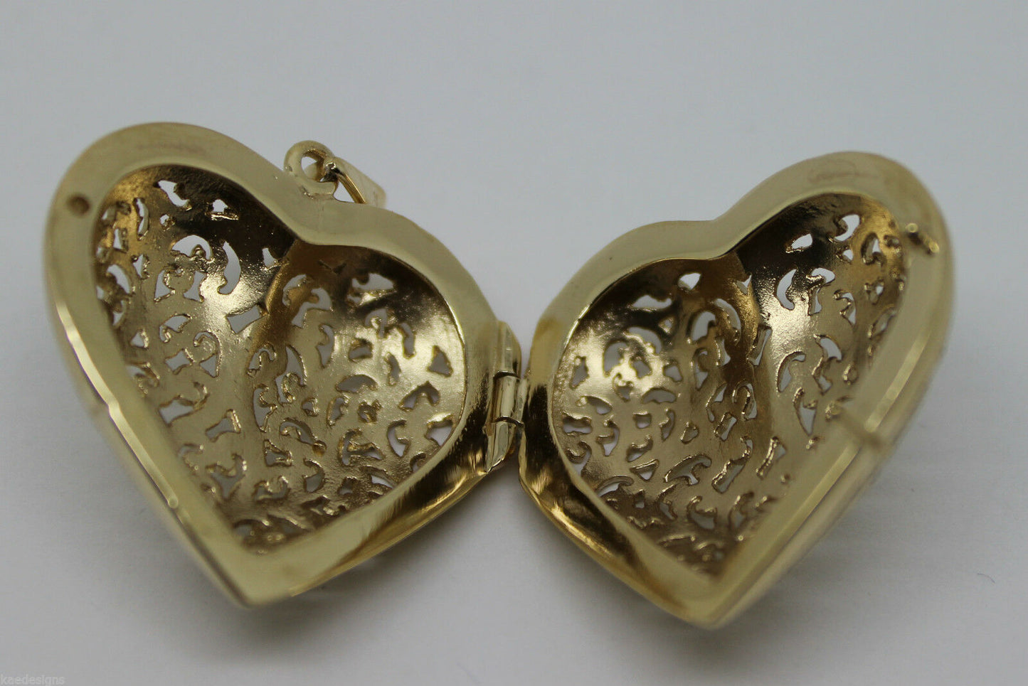 Kaedesigns 9ct 9k Yellow Gold Huge Heavy Filigree Heart Pendant Locket