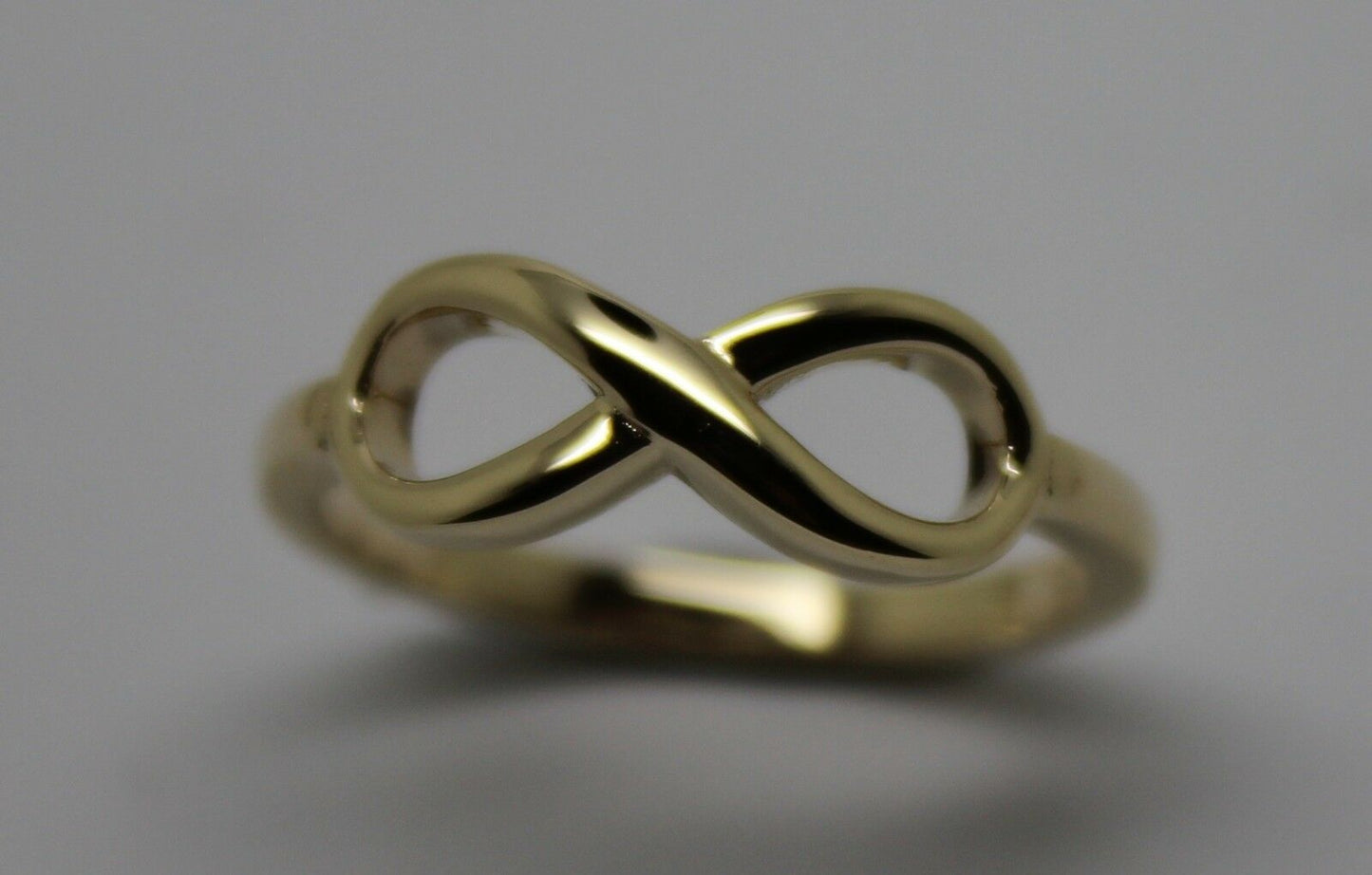 Genuine New 9ct Yellow, Rose or White Gold Solid Infinity Ring Size J