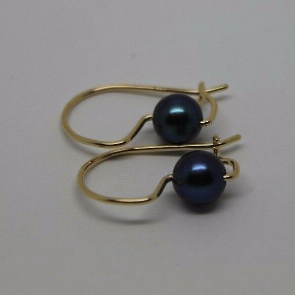 Kaedesigns New 9ct Yellow, Rose or White Gold 8mm Black Pearl Hook Earrings