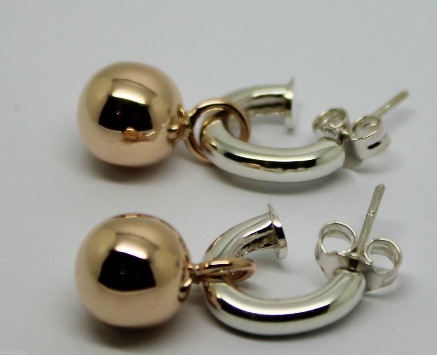 Kaedesigns New 10mm 9ct Rose Gold & Sterling Silver Ball Stud Earrings