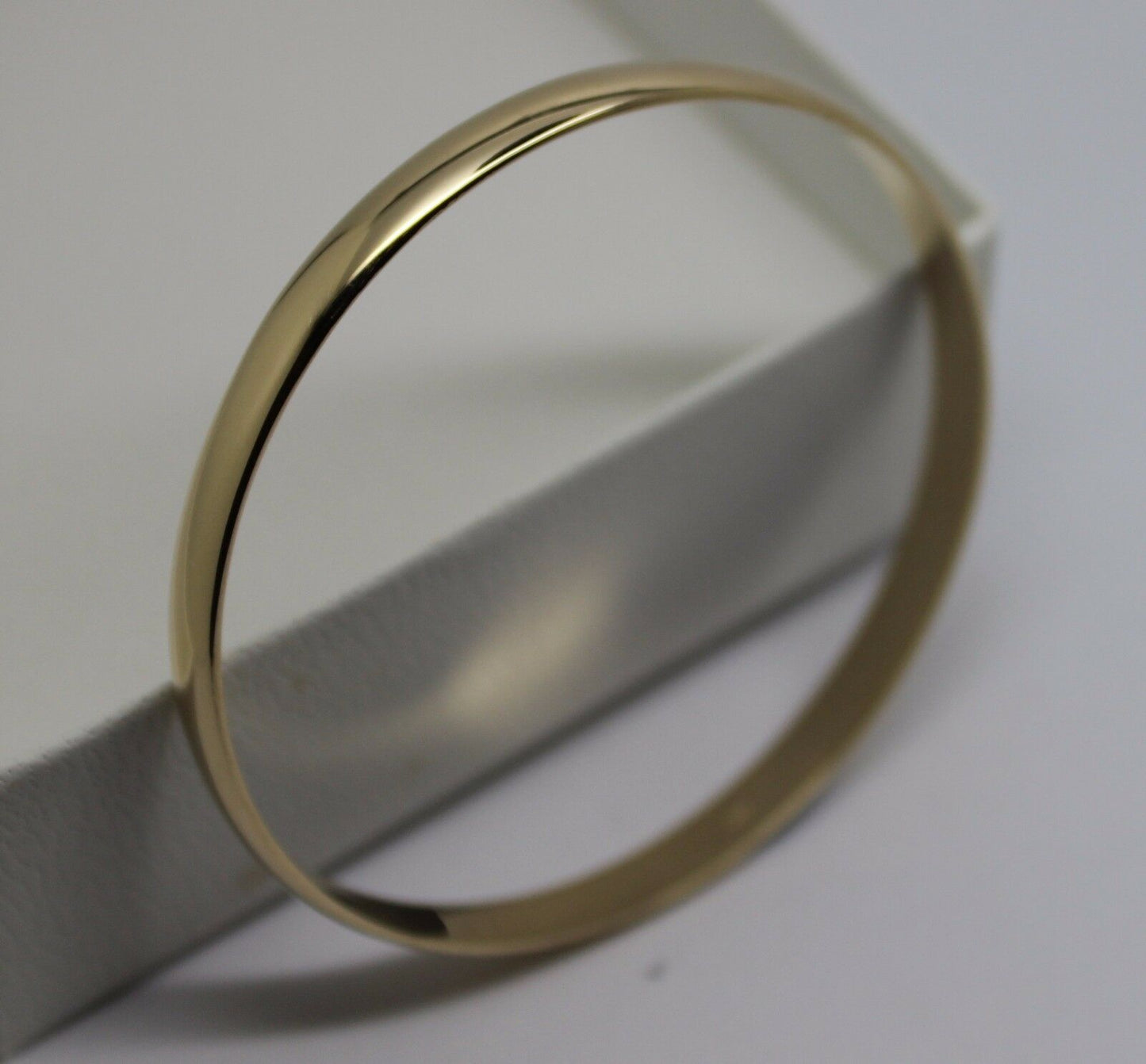 Genuine 9ct 9kt FULL SOLID Heavy Yellow, Rose or White Gold Bangle 6mm wide half round 60mm inside diameter