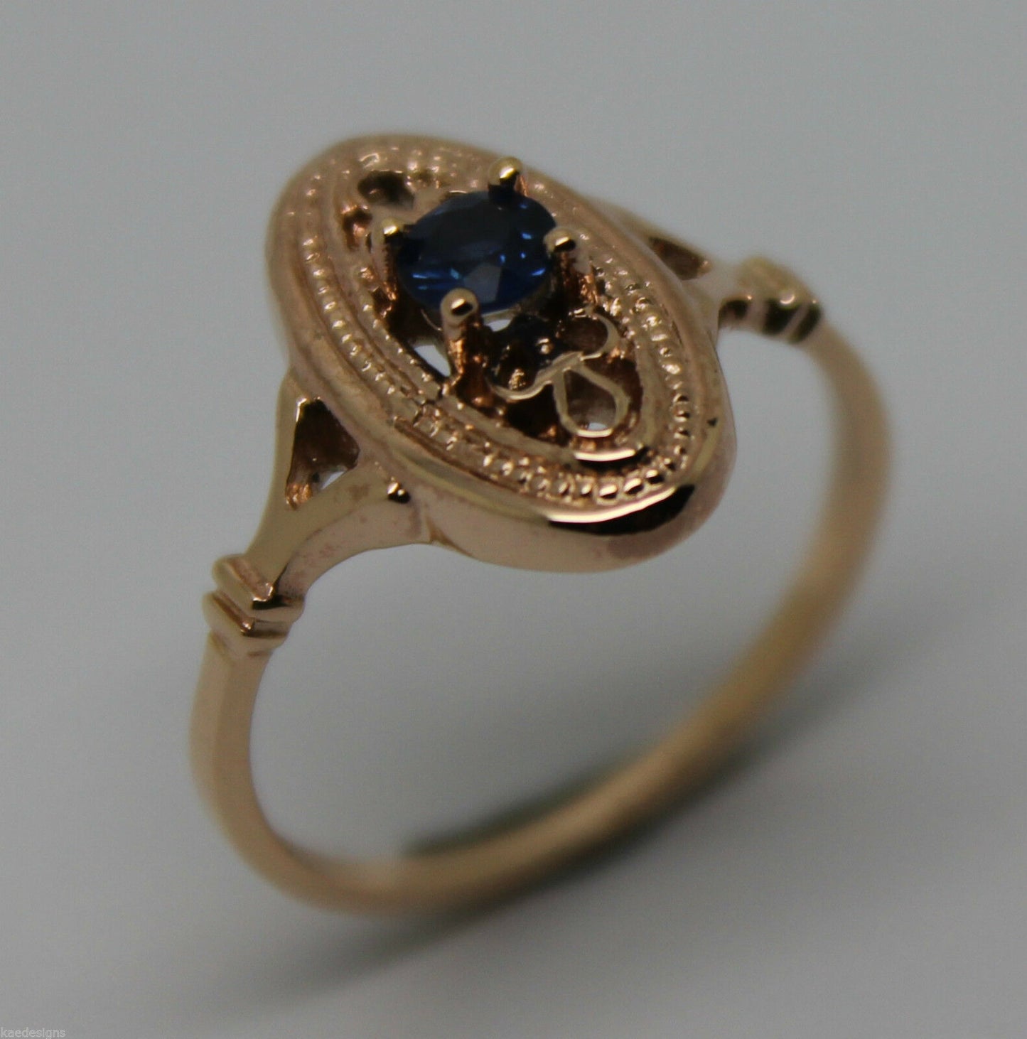 Size Q New Genuine 9ct Yellow, Rose or White Gold Delicate Blue Sapphire Filigree Ring