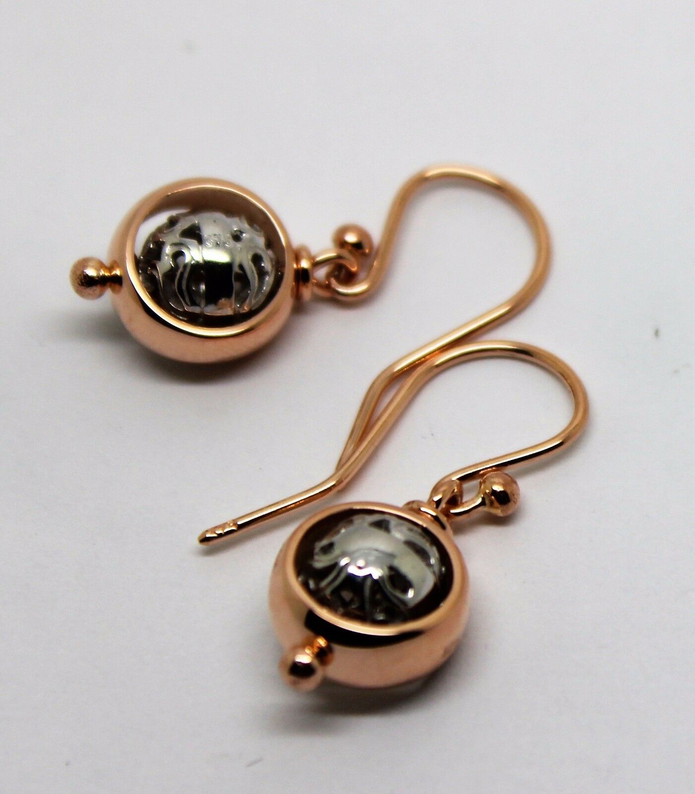 Kaedesigns Genuine 9ct Rose And White Gold Filigree Belcher Ball Earrings