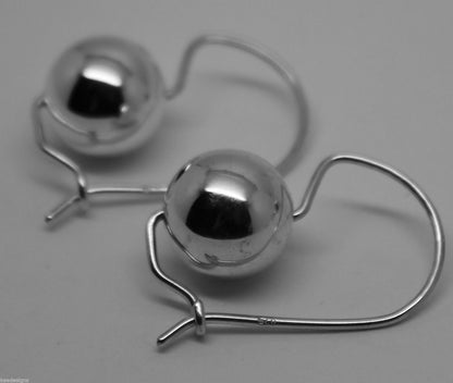 Genuine Sterling Silver Ball Hook Earrings 8mm, 10mm, 12mm, 14mm, 16mm