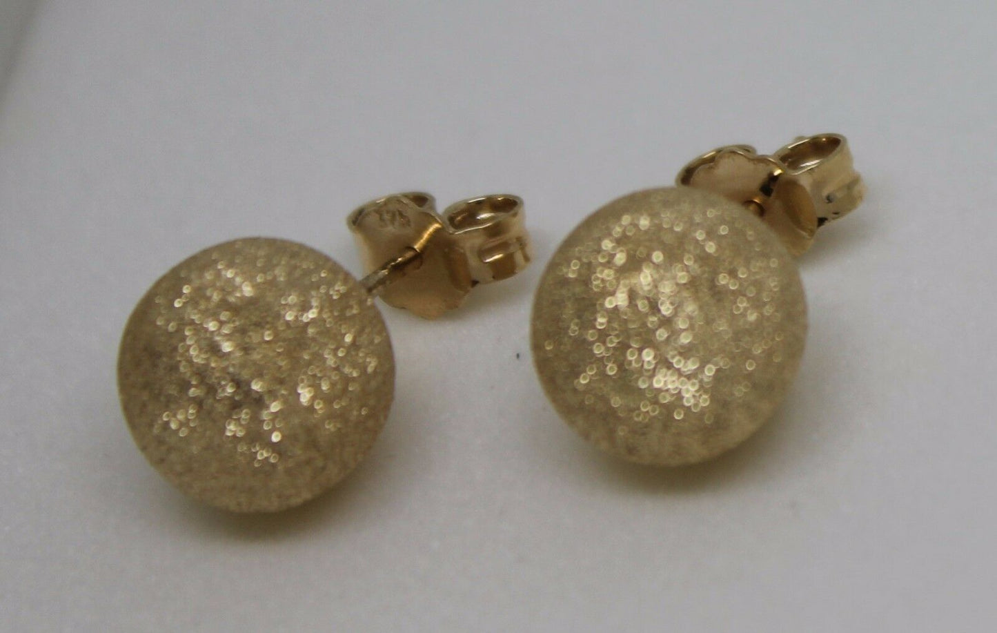 Genuine 9ct 9k Yellow, Rose or White Gold 10mm Frosted Stud Ball Earrings