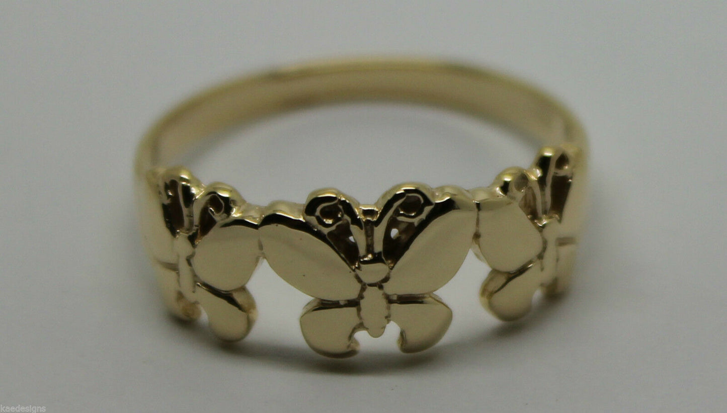 Genuine Solid 9ct White Or Rose Or Yellow Gold Butterfly Ring Choose Size