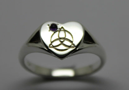 Kaedesigns,Genuine Sterling Silver Full Solid Celtic Signet Ring Amethyst Stone