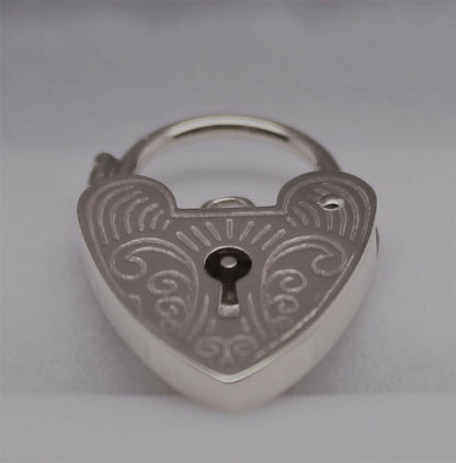 Genuine 15mm Sterling Silver 925 Engraved Heart Padlock Locket