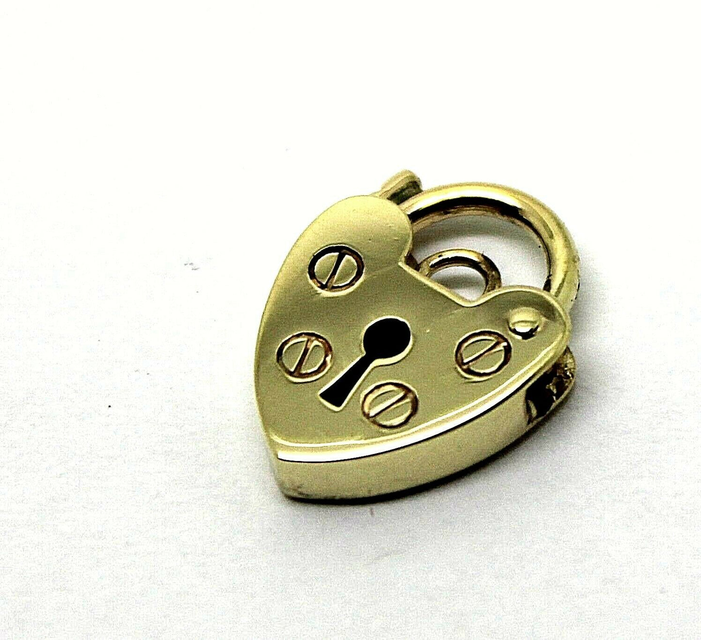 Genuine Small 9.5mm 9ct Yellow Gold Screw Heart Pendant Padlock