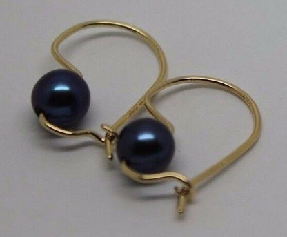 Kaedesigns New 9ct Yellow, Rose or White Gold 8mm Black Pearl Hook Earrings