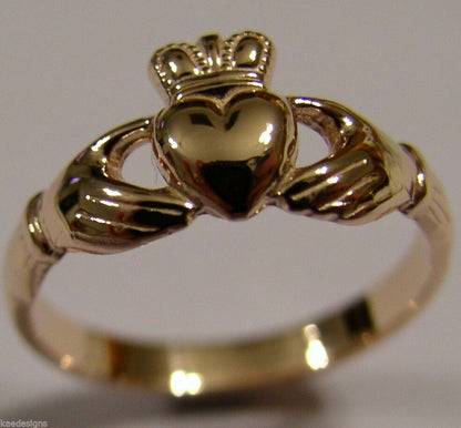 Genuine 9ct 375 Solid Yellow, Rose or White Gold Claddagh Celtic Friendship Ring In Your