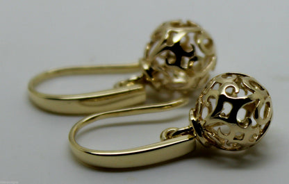 Kaedesigns New Genuine 9ct Yellow, Rose or White Gold 10mm Ball Drop Filigree Earrings