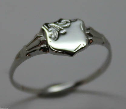 Size K - Childs Genuine Solid Sterling Silver Shield Signet Ring