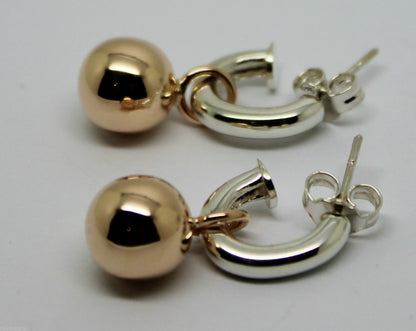 Kaedesigns New 10mm 9ct Rose Gold & Sterling Silver Ball Stud Earrings