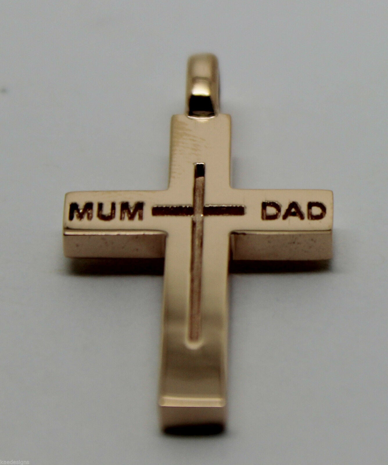 Kaedesigns New 375 9ct Yellow or Rose or White Gold Love Mum & Dad Cross Pendant