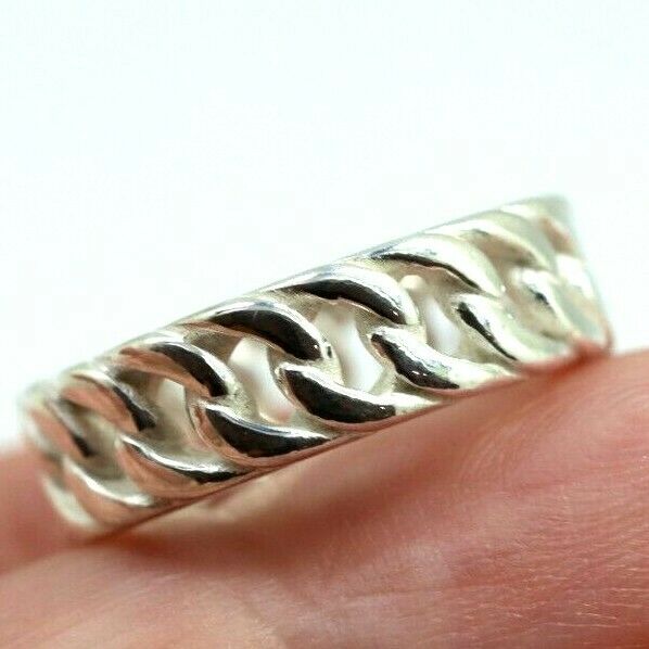 Genuine New Size M Sterling Silver Chain Link Ring