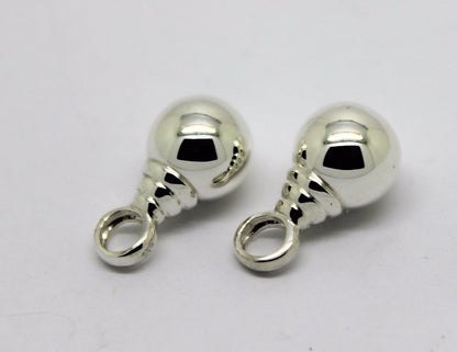 Genuine New Sterling Silver 10mm Plain Balls Charm Earrings