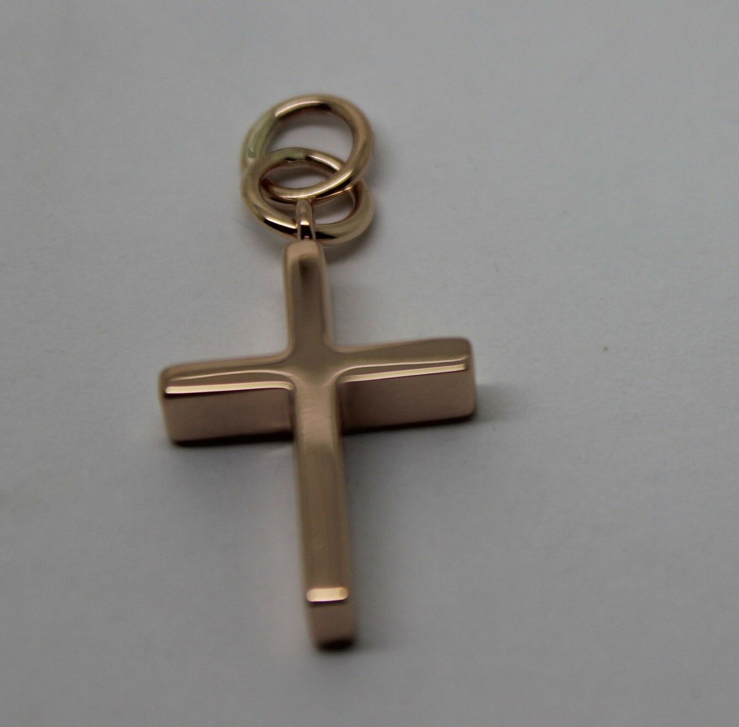 Kaedesigns, Genuine Solid Thin 9ct 9K Yellow, Rose or White Gold Plain Cross Pendant Double Bail