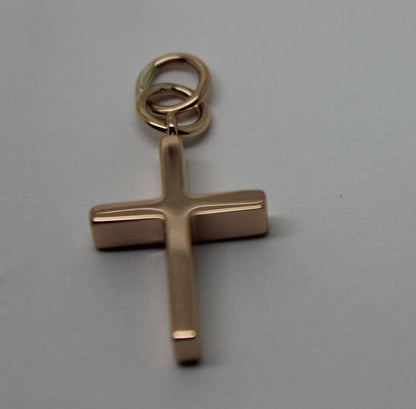 Kaedesigns, Genuine Solid Thin 9ct 9K Yellow, Rose or White Gold Plain Cross Pendant Double Bail