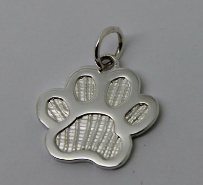 Large Sterling Silver 925 Dog Animal Paw Print Pendant