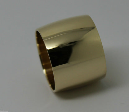 Size M / 6  Huge Genuine 9K 9ct Yellow, Rose or White Gold Full Solid 16mm Extra Wide Band Ring