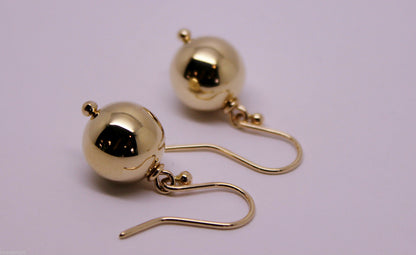 Kaedesigns 9ct Yellow Or White Or Rose Gold 12mm Hook Euro Ball Drop Earrings