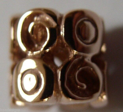 Kaedesigns, Genuine 9ct Yellow Or Rose Or White Gold Swirl Bead Charm