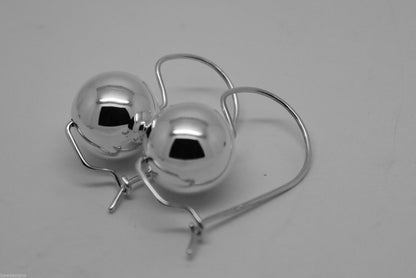 Genuine Sterling Silver Ball Hook Earrings 8mm, 10mm, 12mm, 14mm, 16mm