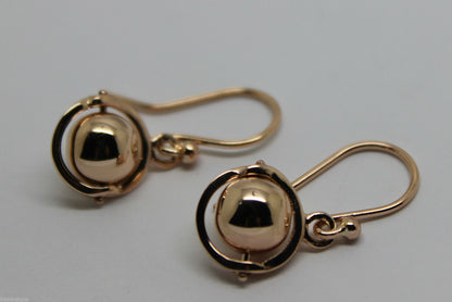 Kaedesigns New Genuine 9ct 9kt Yellow, Rose or White Gold Spinning Ball Drop Earrings