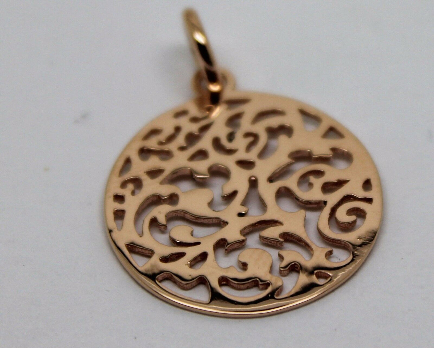 Genuine Solid 9ct 9kt Yellow, White Or Rose Gold Round Filigree Pendant