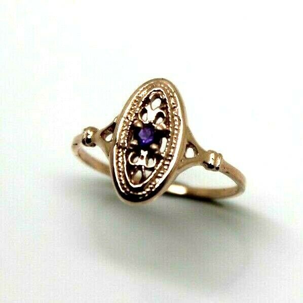 Kaedesigns New Genuine 9ct Yellow, Rose or White Gold Delicate Amethyst Filigree Ring