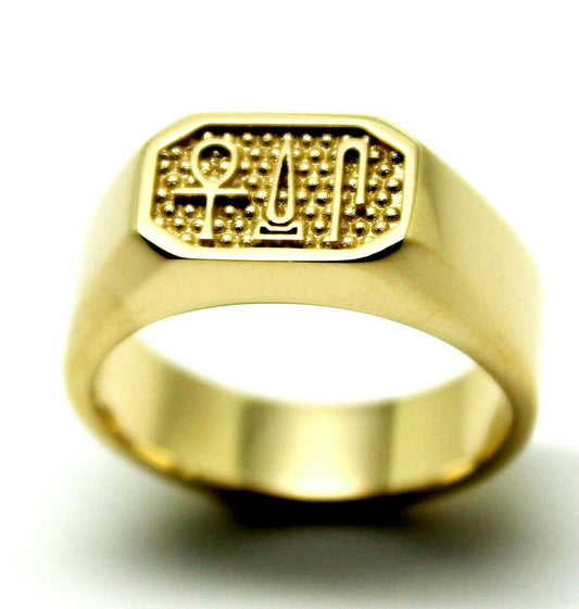 10ct Yellow, Rose or White Gold Signet Ring Egyptian Hieroglyphic symbols-Success,Happiness & Health