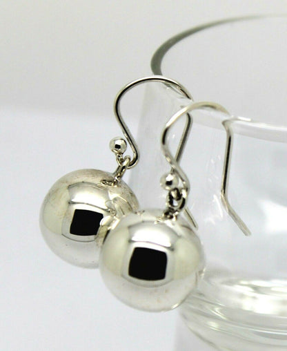 Genuine Large Sterling Silver 925 14mm Ball Drop Earrings