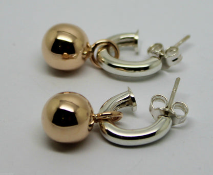 Kaedesigns New 10mm 9ct Rose Gold & Sterling Silver Ball Stud Earrings