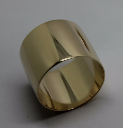 Size R 1/2 Genuine Huge Genuine 9K 9ct Yellow, Rose or White Gold Full Solid 15mm Extra Wide Band Ring