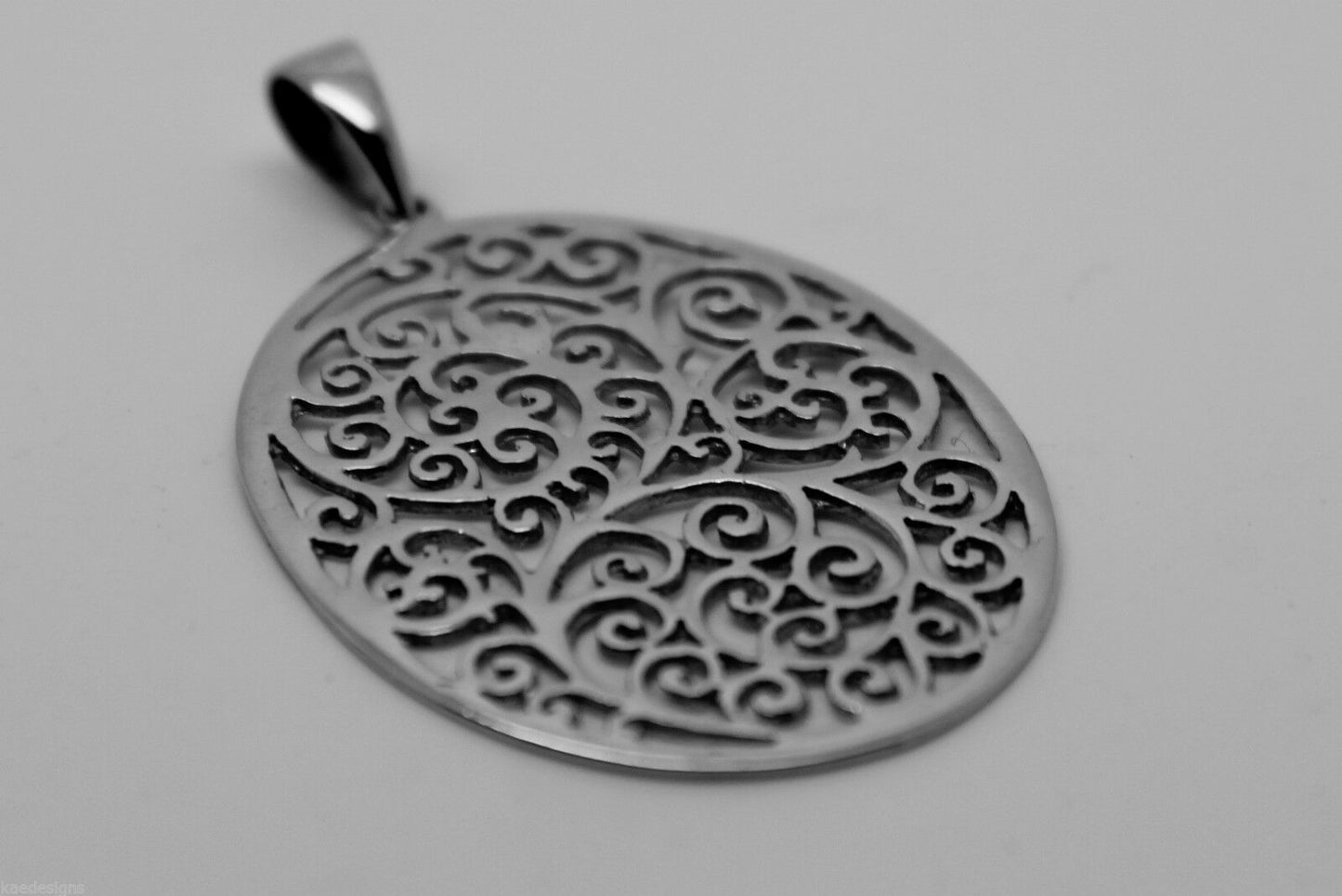 Genuine Heavy Solid Sterling Silver 925, Super Large Oval Filigree Pendant