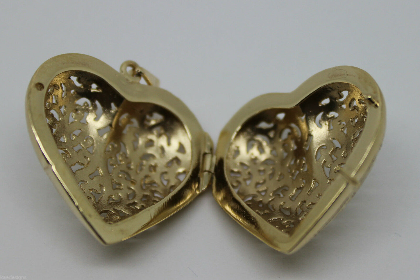 Kaedesigns 9ct 9k Yellow Gold Huge Heavy Filigree Heart Pendant Locket