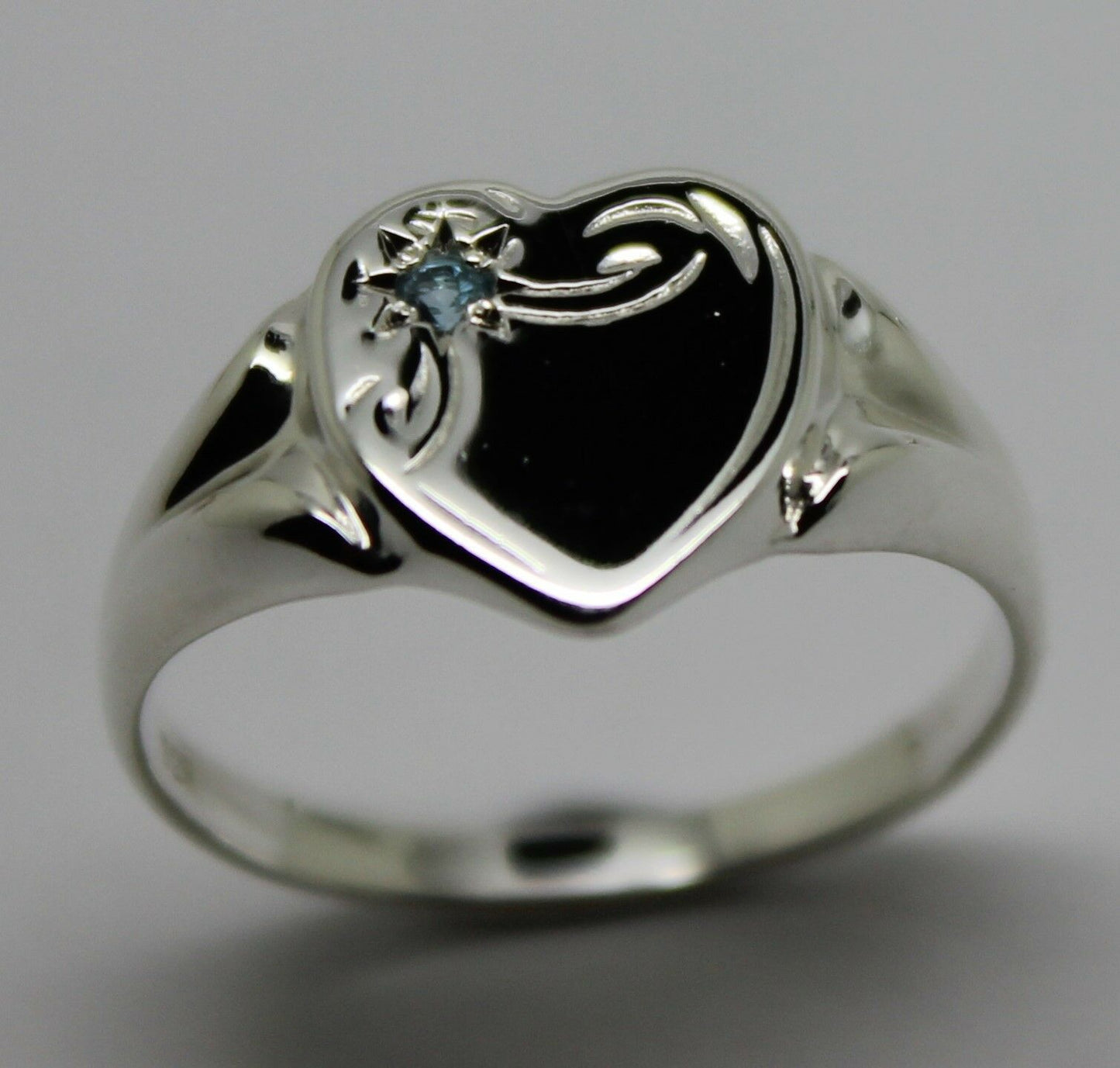 Large New Genuine Sterling Silver 925 Heart Signet Ring Choose Your Size & Gemstone