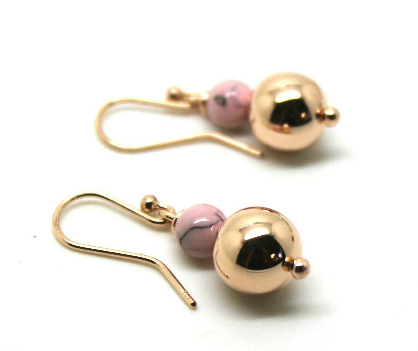 Genuine 9ct Rose Gold 10mm Ball + 6mm Round Pink Ball Earrings